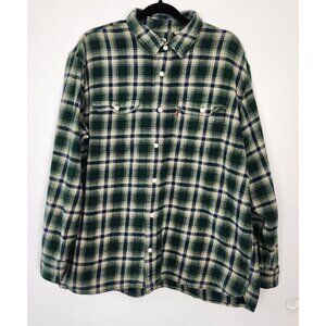 Levi's Men's Blue & Green Plaid Flannel Button Up Shirt Relaxed Fit XL Gorpcore